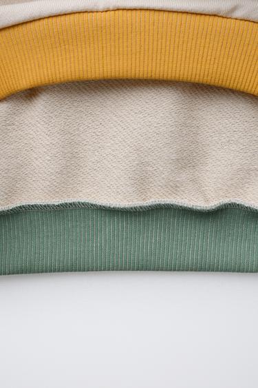 CONTRAST RIB EMBROIDERED SLOGAN SWEATSHIRT - Beige by Zara - Image 3