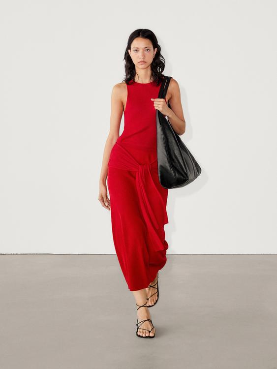 Ribbed knit co-ord top - Red | ZARA United States