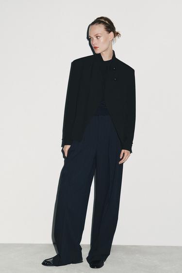 HIGH NECK BUTTONED BLAZER ZW COLLECTION - Black by Zara