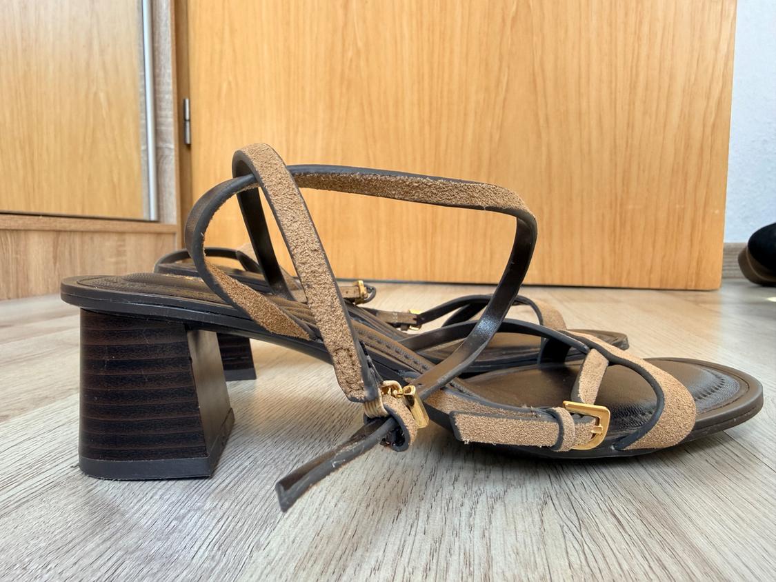 SPLIT SUEDE STRAPPY HEELED SANDALS - Image 5