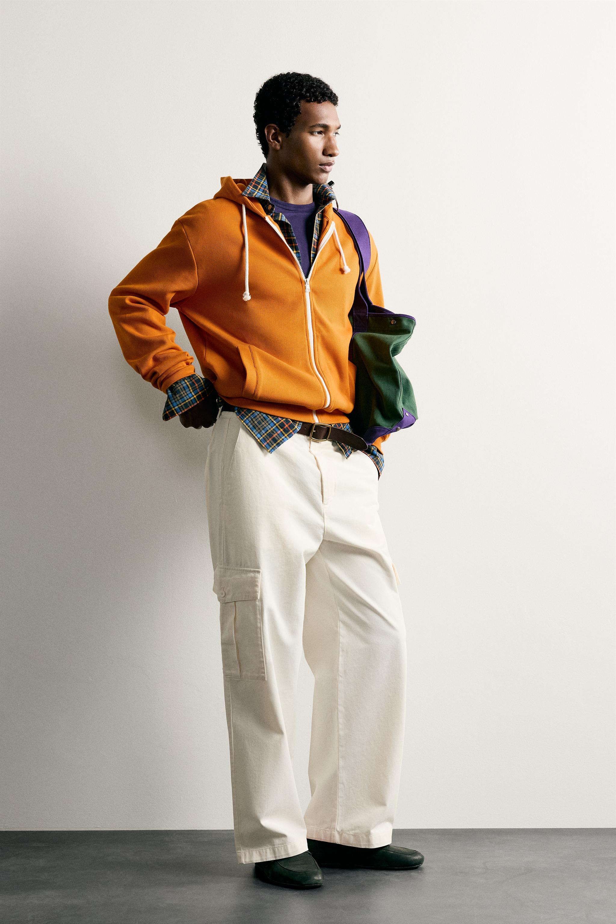 Мужские худи Zara WAFFLE HOODED ZIP SWEATSHIRT — фото 4