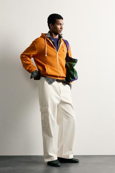 SWEAT WAFFLE À CAPUCHE ET ZIP - Orange de Zara - Image 3