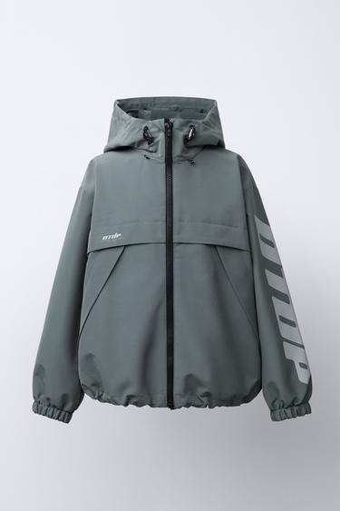 Zara WATER REPELLENT TEXT JACKET - Steel