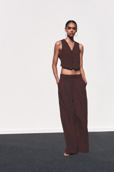 CUT-OUT BACK WAISTCOAT - Dark brown by Zara