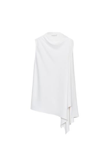 ASIMETRIČEN TOP OGRINJALO KOLEKCIJA ZW - Ekru barva od Zare
