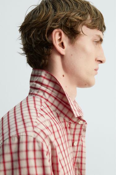 RELAXED FIT CHECK SHIRT - White / Pink by Zara - Image 5