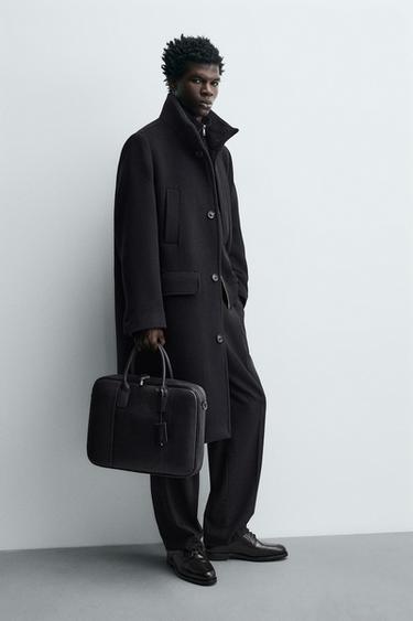Zara LEATHER BRIEFCASE - Black - Image 0