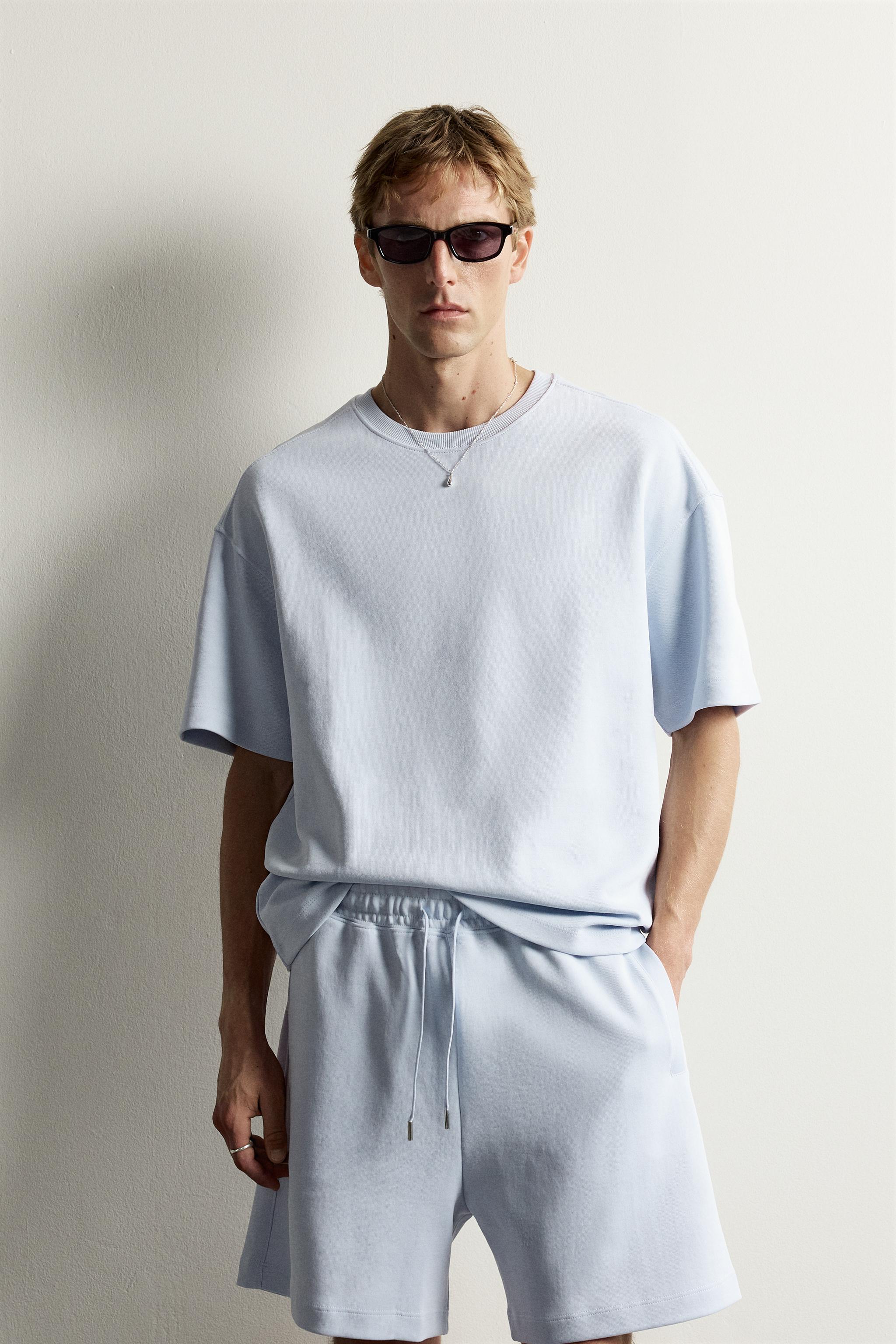 RELAXED FIT INTERLOCK SWEATSHIRT — Sky blue