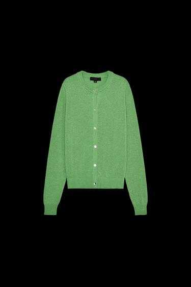 CHAQUETA RÚSTICA PUNTO LISO - Verde de Zara