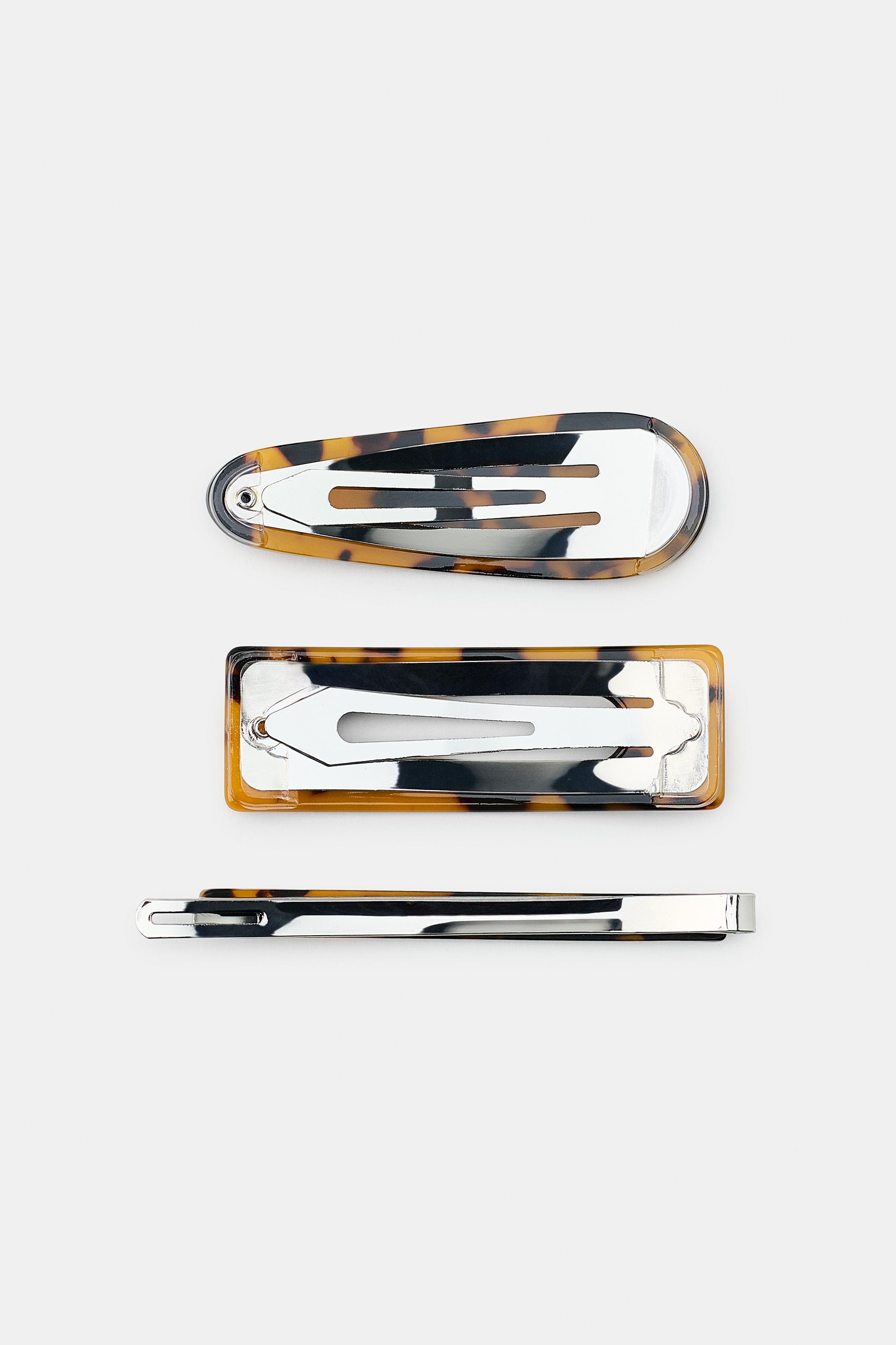 LOT DE 3 PINCES EN ACÉTATE DE FORMES VARIÉES