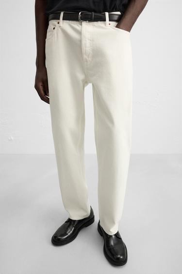 STRAIGHT-LEG JEANS - Oyster-white by Zara