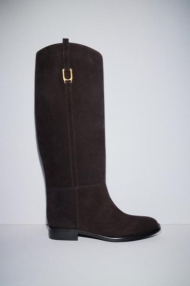 BOTA PLANA SERRAJE HÍPICA - Marrón de Zara