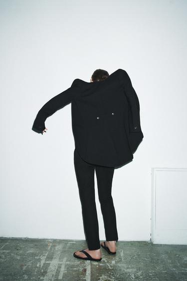 ZW COLLECTION LIMITED EDITION MINIMALIST LONG BLAZER - Black by Zara - Image 3