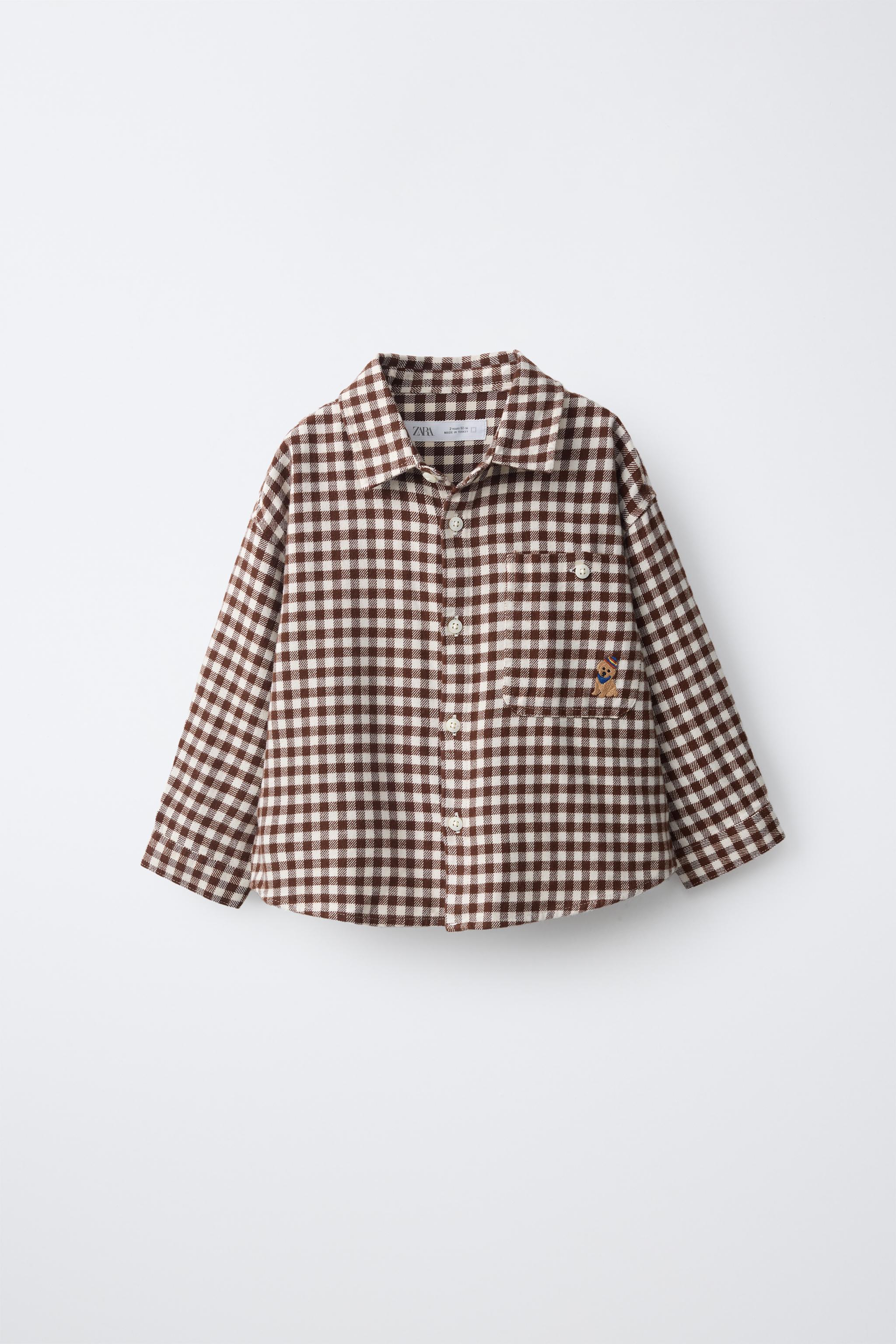 CHEMISE CARREAUX VICHY POCHE BRODÉE