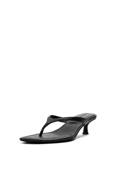 Zara Leather heeled sandals - Black