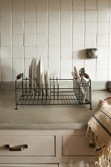 IRON AND ACACIA WOOD DISH DRAINER - Steel by Zara - Image 5