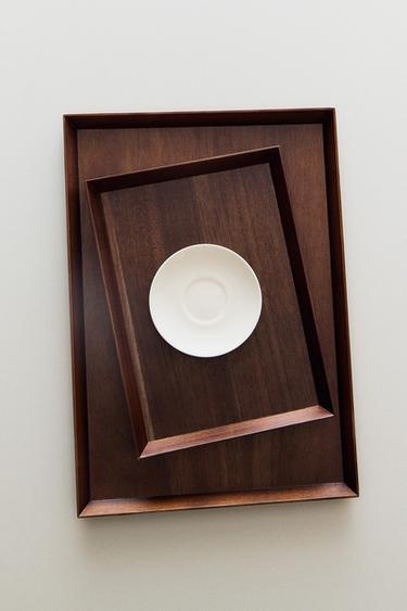 RECTANGULAR WOODEN TRAY - Light beige by Zara