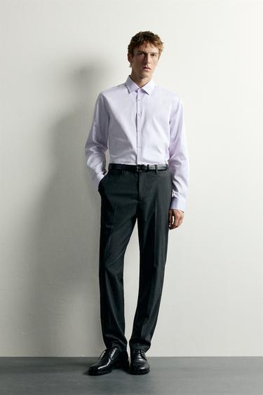 SLIM FIT SHIRT - Lilac / White by Zara - Image 0