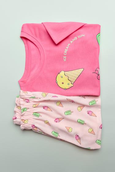 6-14 JAHRE/ SCHLAFANZUG-SHIRT UND BERMUDA-SHORTS MIT EISCREME - Rosa von Zara