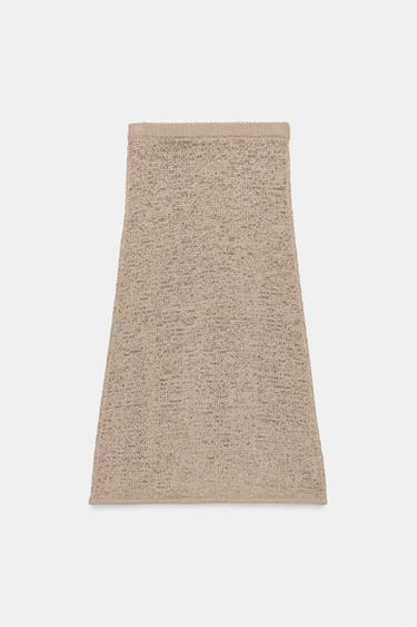 KNIT MIDI SKIRT - SAND/BROWN by Zara - Image 7