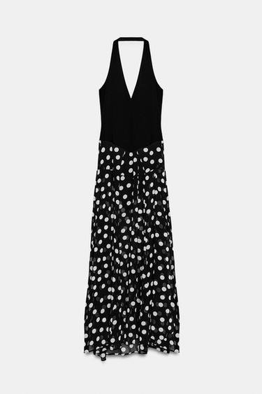 VESTIDO COMBINADO LUNARES - Negro de Zara
