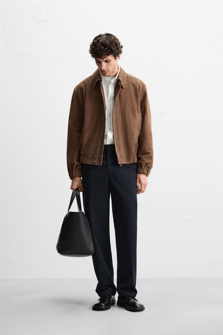 SUEDE LEATHER JACKET - Brick | ZARA Cambodia
