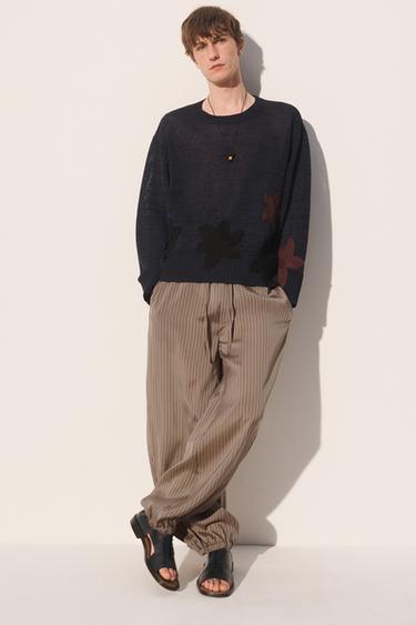 RELAXED FIT FLORAL JUMPER - Navy blue by Zara - Image 0