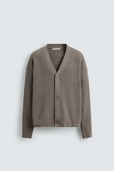 PURL KNIT CARDIGAN - Stone by Zara