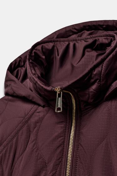 HOODED PUFFER JACKET - Burgundy by Zara