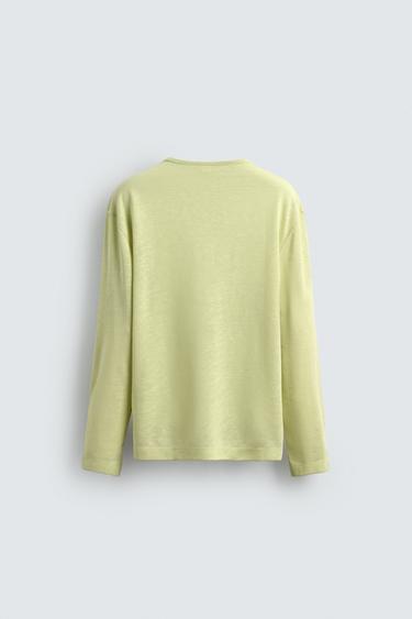 LIGHTWEIGHT BUTTON-NECK T-SHIRT - washed green by Zara - Image 1