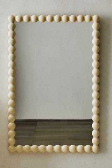 Zara RECTANGULAR WALL MIRROR WITH WOODEN FRAME - White