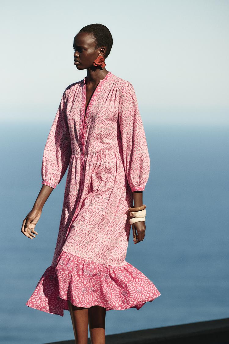 Robe Zara Maxi Jurken Zara Maxi Jurk Jurk Zara Blauw Print – Just