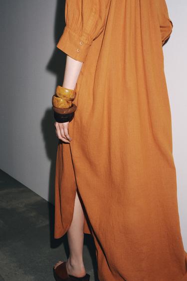 ZW COLLECTION LINEN TUNIC DRESS - Toffee by Zara - Image 2