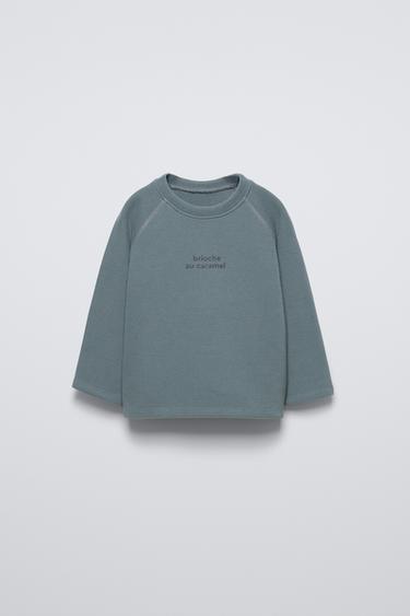 PRINTED SOFT-TOUCH T-SHIRT - Blue / Grey by Zara