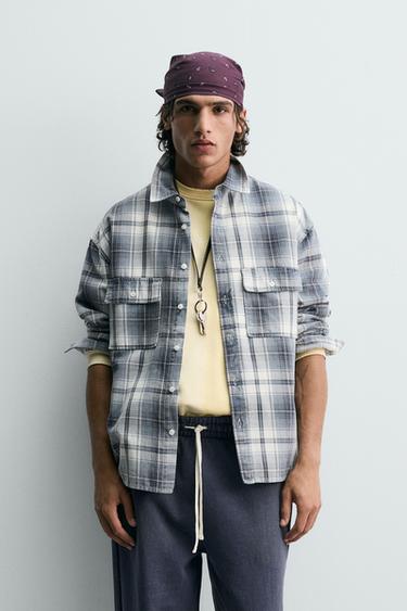 CAMISA RELAXED FIT CUADROS LIMITED EDITION - Azul de Zara