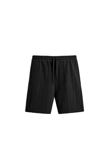 BERMUDA RELAXED FIT RAYAS - Negro de Zara