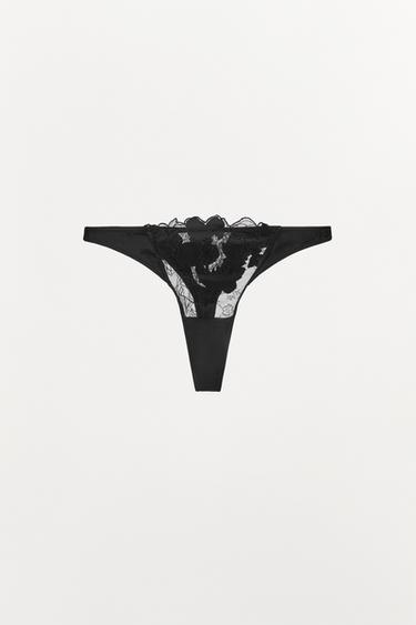 フラワーエンブロイダリーレースタンガブラックZaraのフラワーエンブロイダリーレースタンガ - ブラック