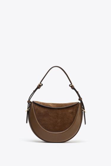 SAC BANDOULIÈRE AVEC RABAT EN CUIR - Chocolat de Zara