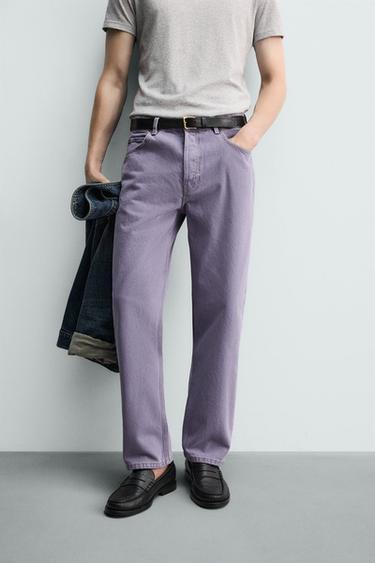 WASHED COLOUR STRAIGHT-LEG JEANS - Purple by Zara - Image 4
