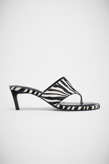 SANDALES IMPRIMÉ ANIMALIER EN CUIR - Multicolore de Zara