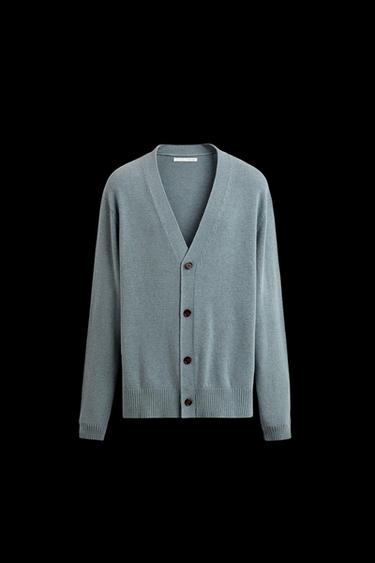 COTTON - CASHMERE CARDIGAN - Light blue by Zara