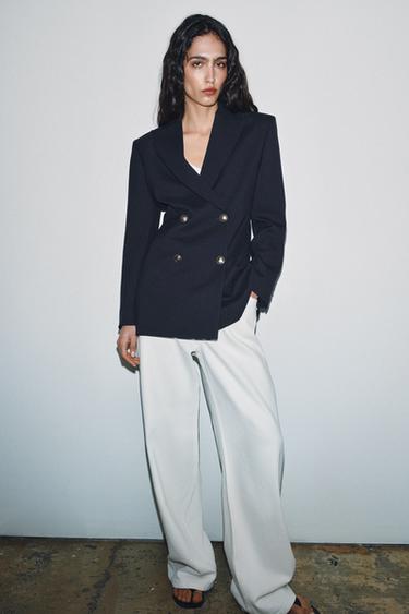 VESTE AJUSTÉE BOUTONS ZW COLLECTION - Bleu marine foncé de Zara - Image 4