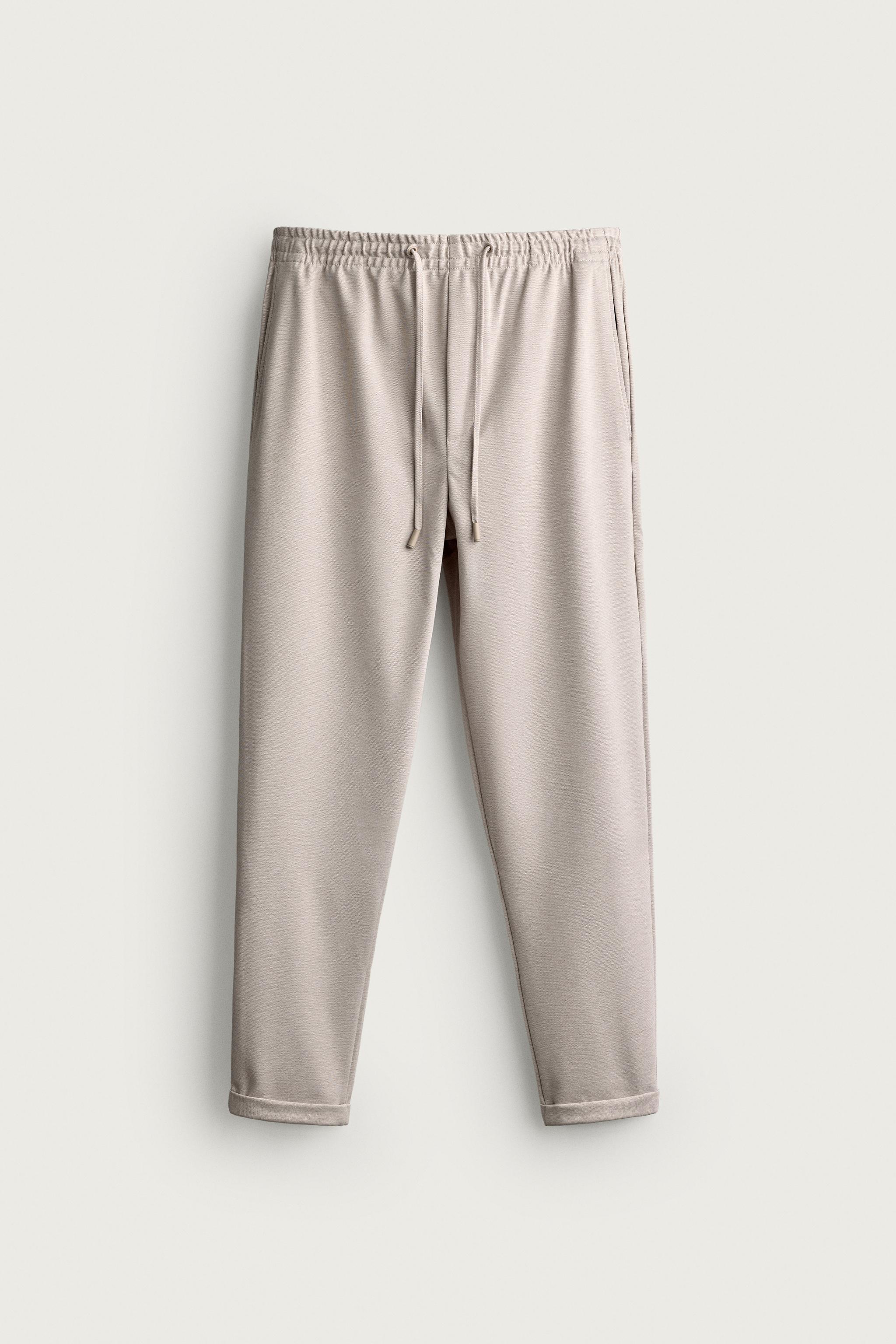 EASY CARE REGULAR FIT PANTS — Light tan