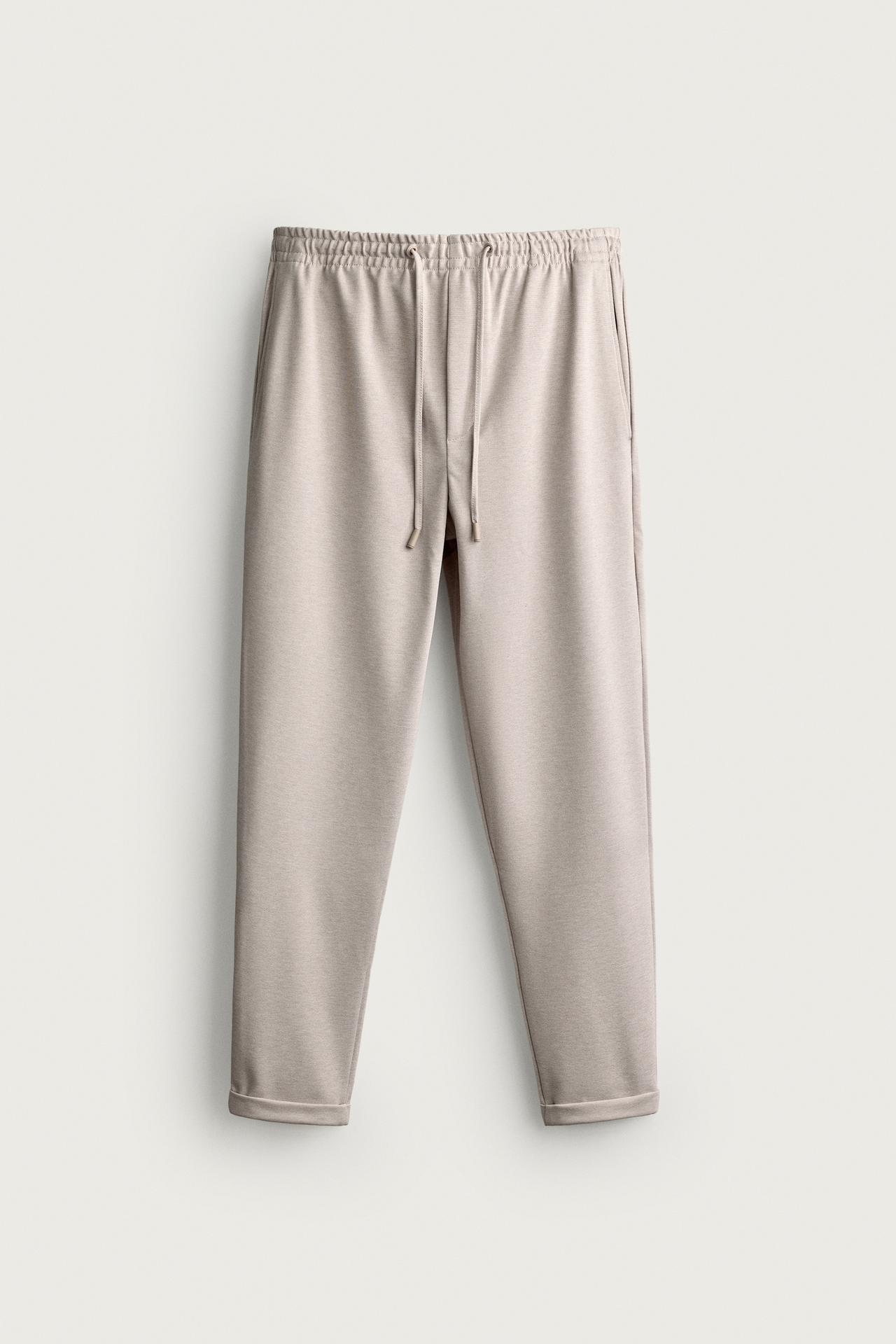 EASY CARE JOGGER-WAIST PANTS — Light tan