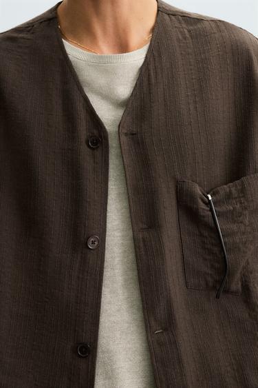 CHEMISE JACQUARD RAYURES - Marron de Zara - Image 6