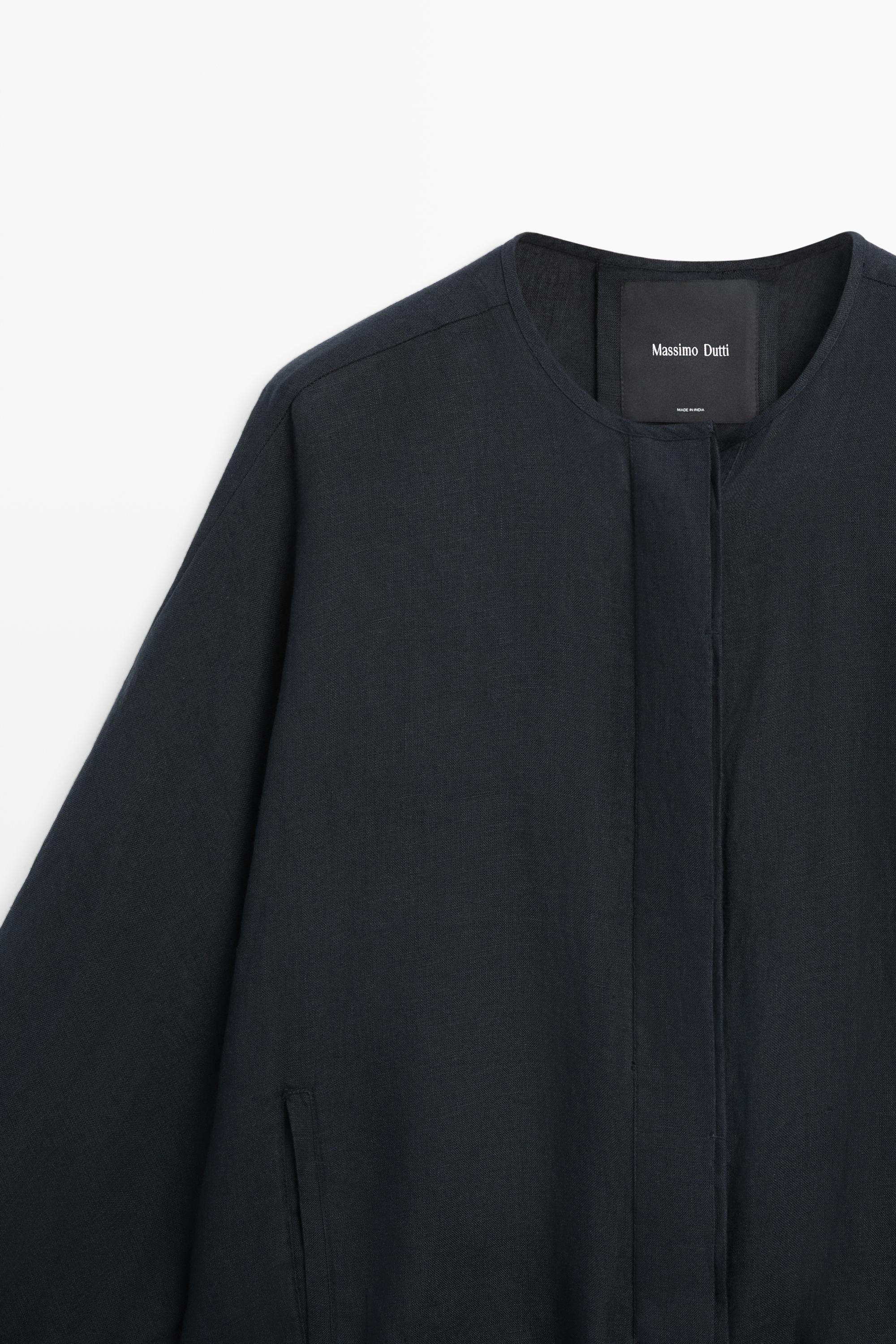 100% linen puff bomber jacket