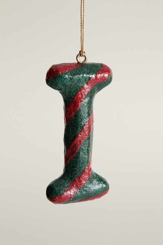Striped Christmas tree letter I ornament - BLUE UTOPIA by Zara - Image 0