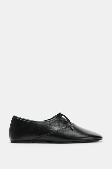 SOFT LEATHER DERBY SHOES - Black by Zara