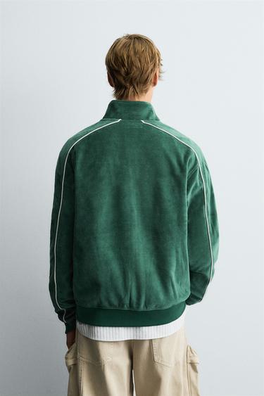 SWEAT VELOURS ZIPPÉ - Vert de Zara - Image 2