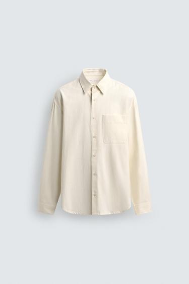 CHEMISE À RAYURES TEXTURÉE - Écru de Zara - Image 6